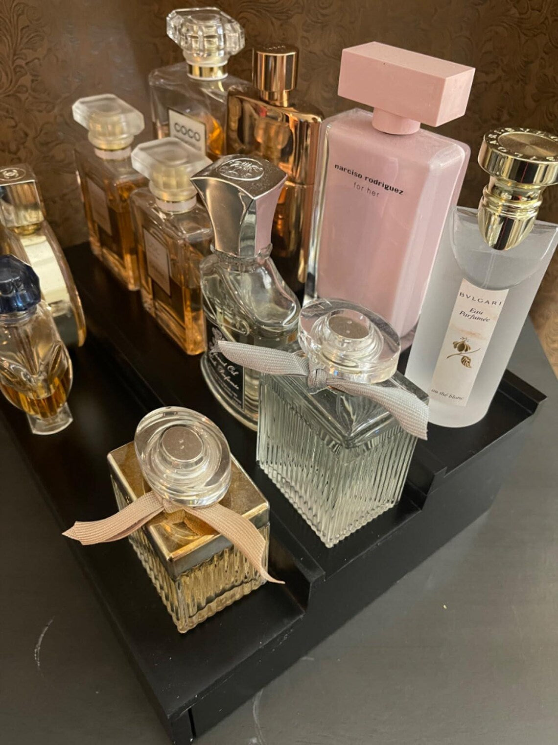 3 Tier Countertop Wooden Cologne Organizer With Drawer | Perfume Dresser Organizer | Makeup Organizer | Makeup Holder | Mens Jewelry Box