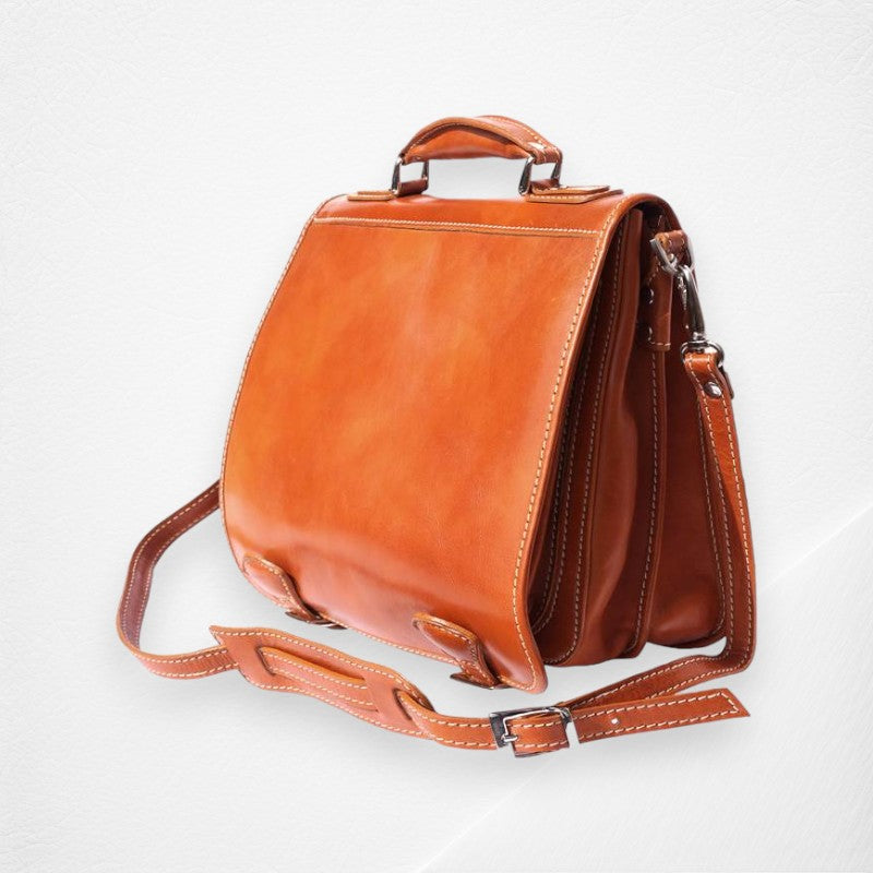 Leather Briefcase With Two Compartments