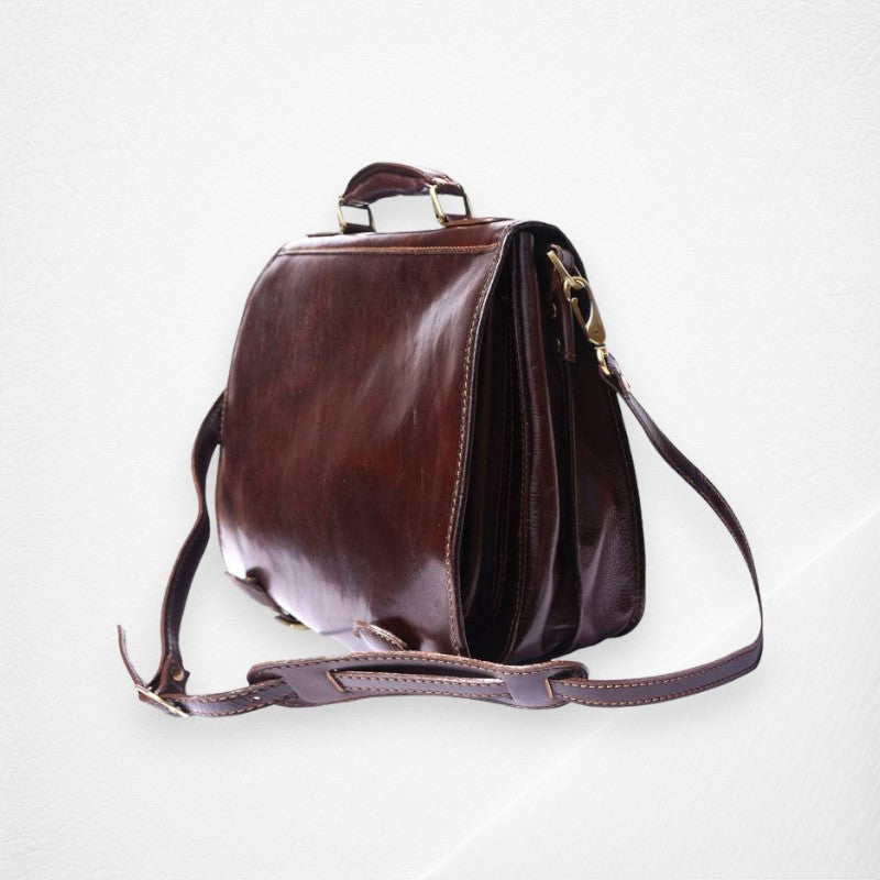Leather Briefcase With Two Compartments