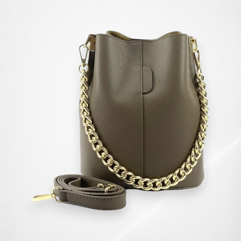 Maddalena Leather Bucket Bag