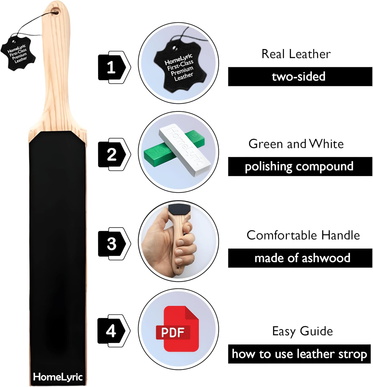 Leather strop for Knife Sharpening Get Edges with Pocket leather strop for knife sharpening, Polishing Compound & Easy to Use knife strop with Ergonomic Handle