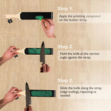 Leather strop for Knife Sharpening Get Edges with Pocket leather strop for knife sharpening, Polishing Compound & Easy to Use knife strop with Ergonomic Handle