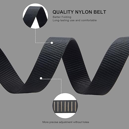 Men’s Tactical Ratchet Web Belt – Nylon No-Hole Hiking & Golf Belt with Automatic Buckle