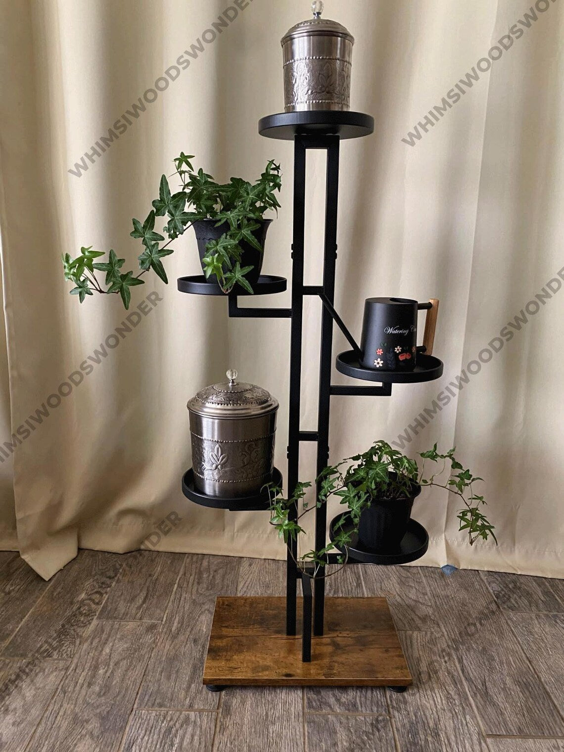 Multi Tier Wood & Metal Plant Stand | Indoor Plant Stand | Plant Rack | Tiered Plant Stand | Plant Pot | Flower Stand | Plant Lover Gift