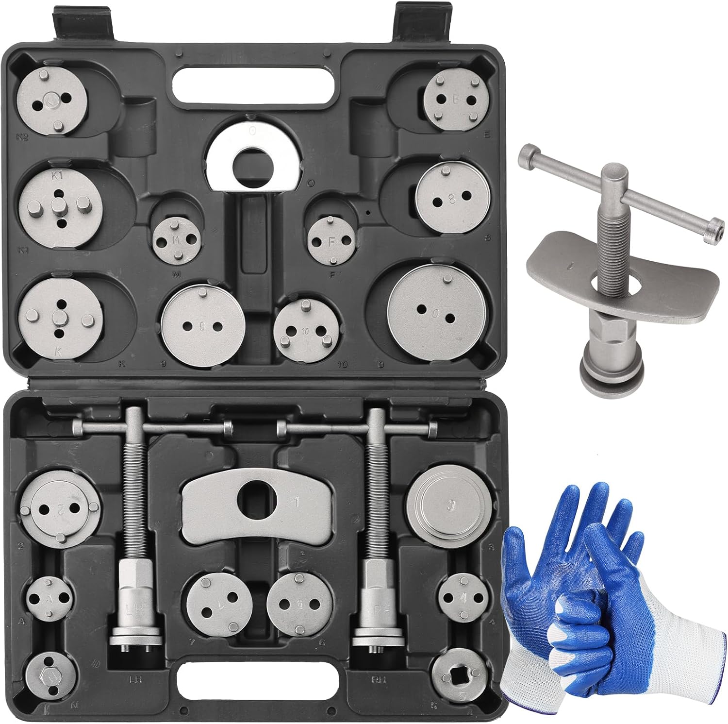 NYXOVA 24-Piece Universal Brake Caliper Tool Kit – Professional Disc Brake Piston Wind Back Set with 18 Adapters & Carrying Case