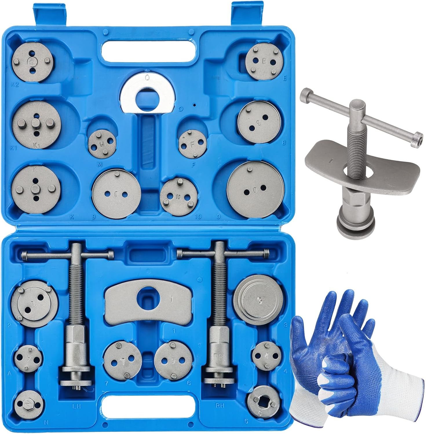 NYXOVA 24-Piece Universal Brake Caliper Tool Kit – Professional Disc Brake Piston Wind Back Set with 18 Adapters & Carrying Case