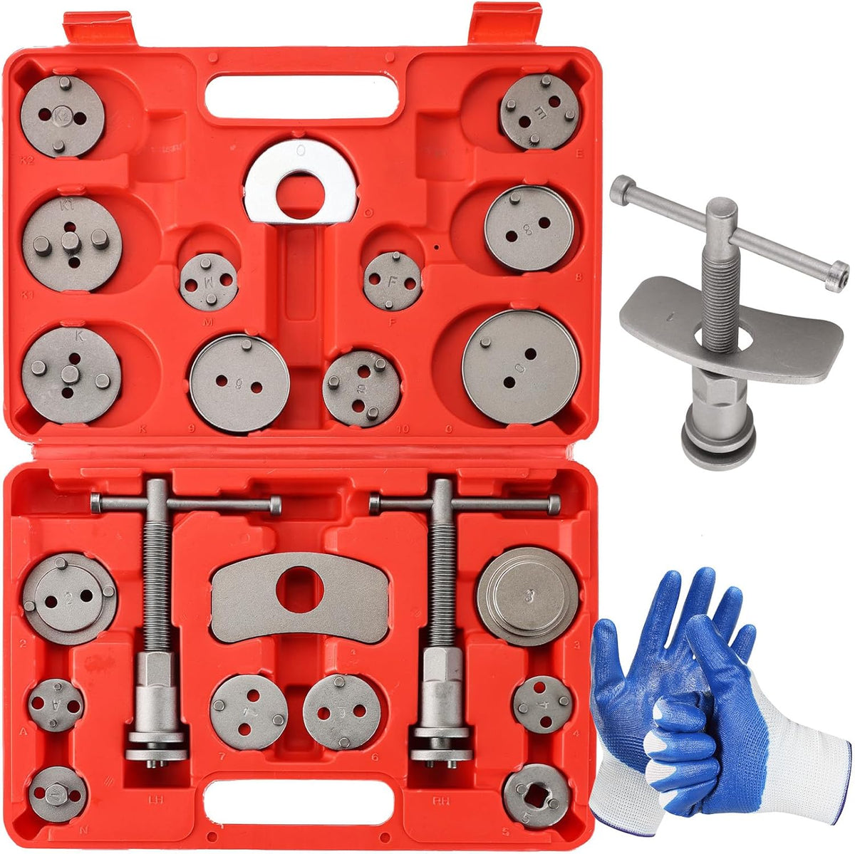 NYXOVA 24-Piece Universal Brake Caliper Tool Kit – Professional Disc Brake Piston Wind Back Set with 18 Adapters & Carrying Case