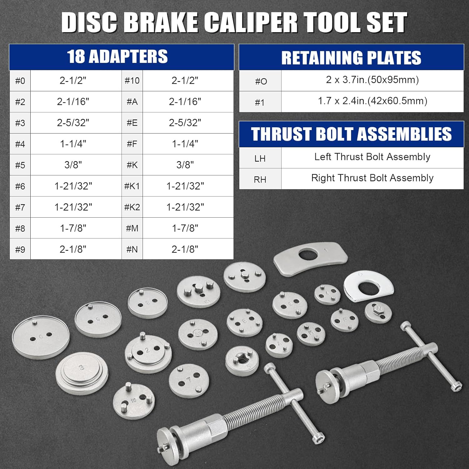 NYXOVA 24-Piece Universal Brake Caliper Tool Kit – Professional Disc Brake Piston Wind Back Set with 18 Adapters & Carrying Case