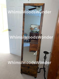 Rotating Wooden Jewelry Armoire With Full Length Mirror | Jewelry Organizer | Jewelry Cabinet | Lockable Jewelry Cabinet | Gift For Her
