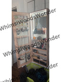 Rustic Wood Jewelry Cabinet Armoire Organizer With LED Mirror | Storage Cabinet | Medicine Cabinet | Jewelry Holder | Bridesmaid Gift Box