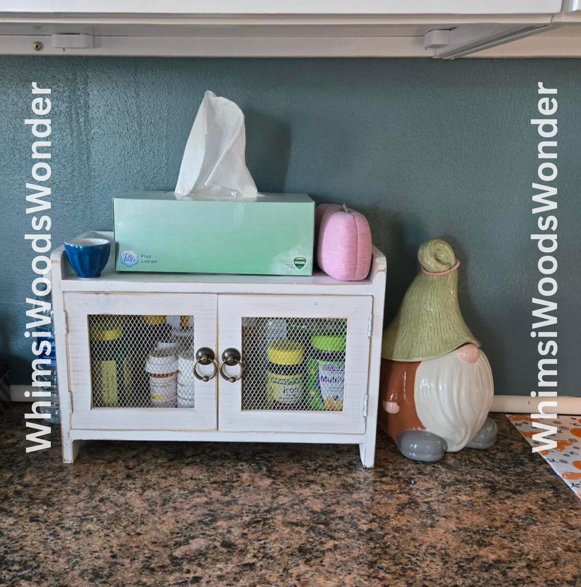 Rustic Wood Mini Countertop Cabinet | Storage Cabinet | Kitchen Storage | Bathroom Cabinet | Countertop Storage | Bathroom Storage