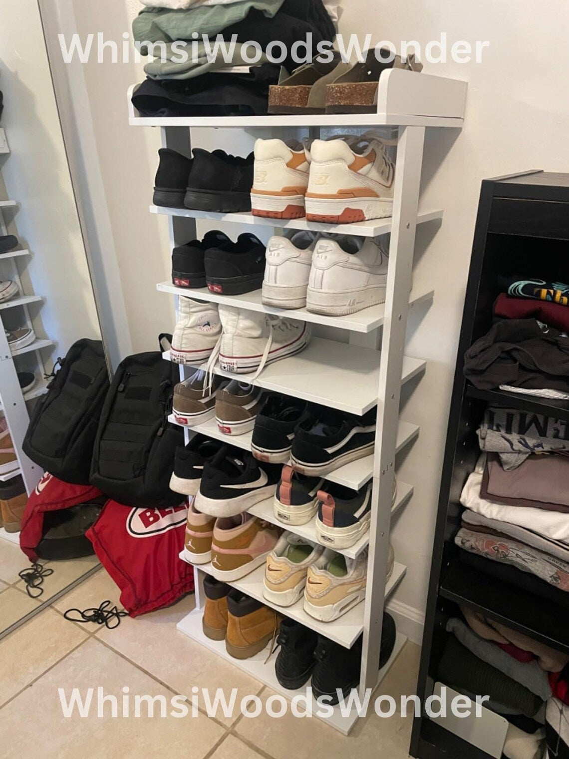 Rustic Wood Shoe Rack | Shoe Storage Stand | Vertical Shoe Organizer | Entryway Shoe Rack | Shoe Shelf | Modern Shoe Rack
