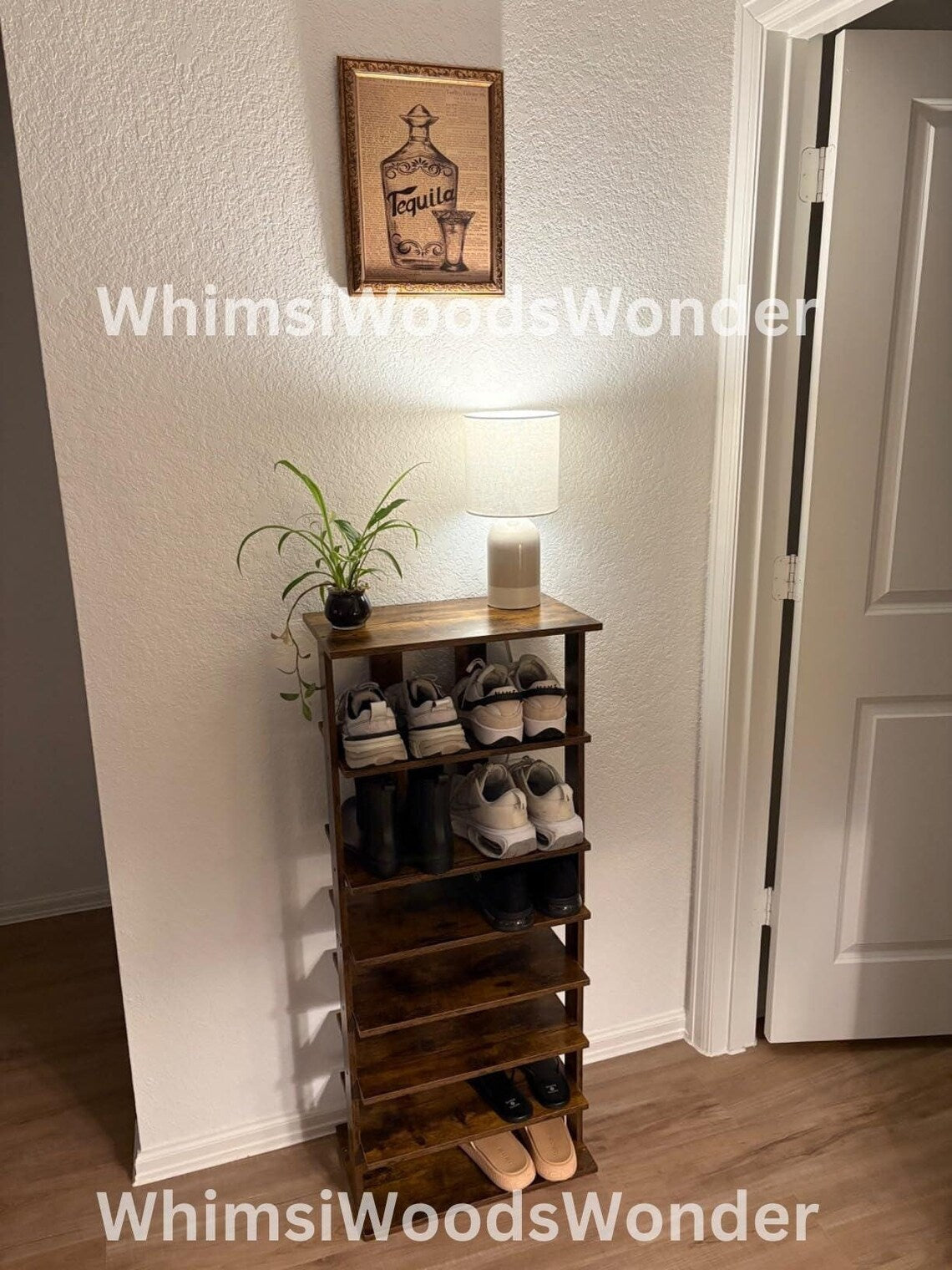 Rustic Wood Shoe Rack | Shoe Storage Stand | Vertical Shoe Organizer | Entryway Shoe Rack | Shoe Shelf | Modern Shoe Rack
