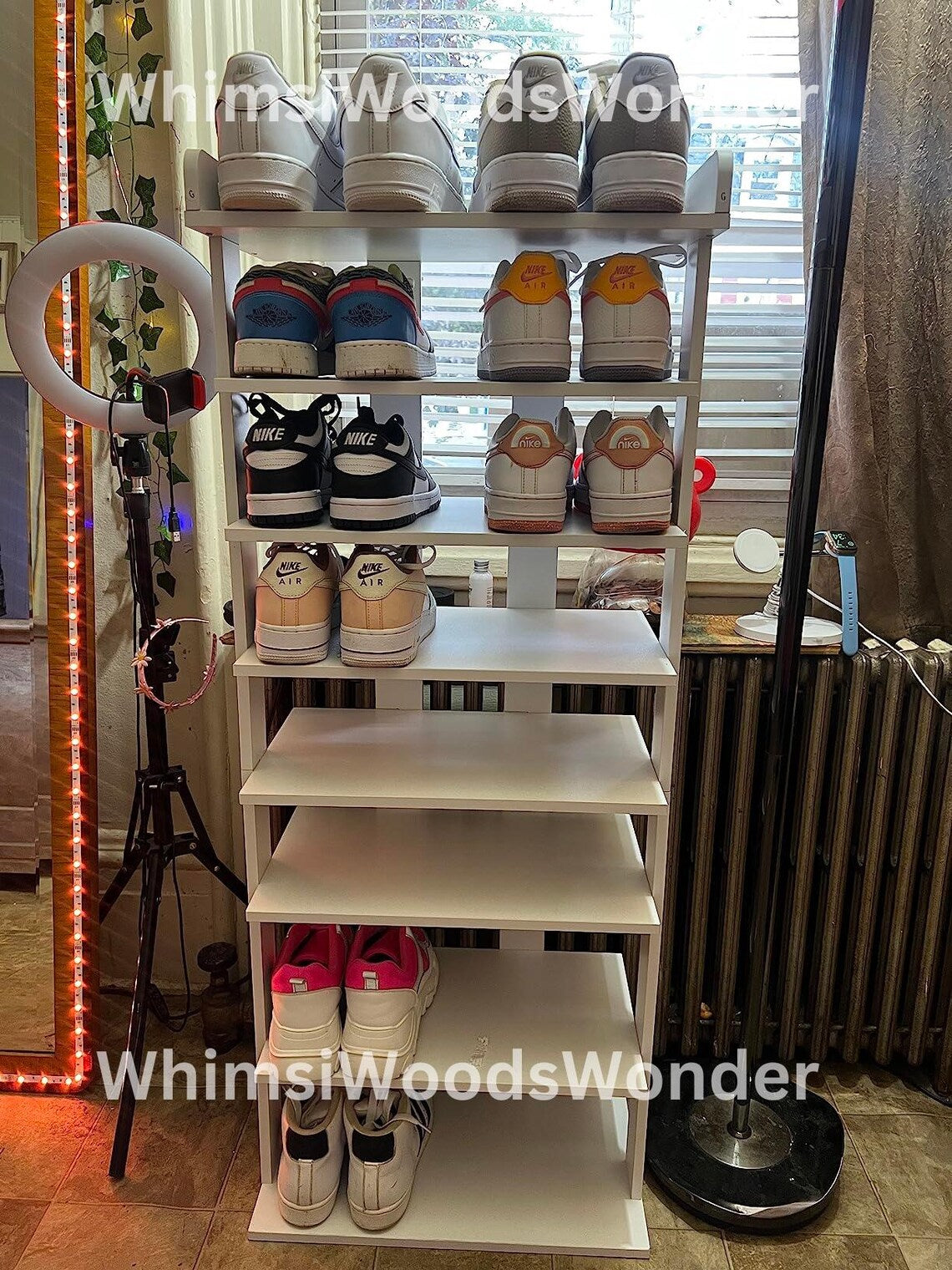 Rustic Wood Shoe Rack | Shoe Storage Stand | Vertical Shoe Organizer | Entryway Shoe Rack | Shoe Shelf | Modern Shoe Rack