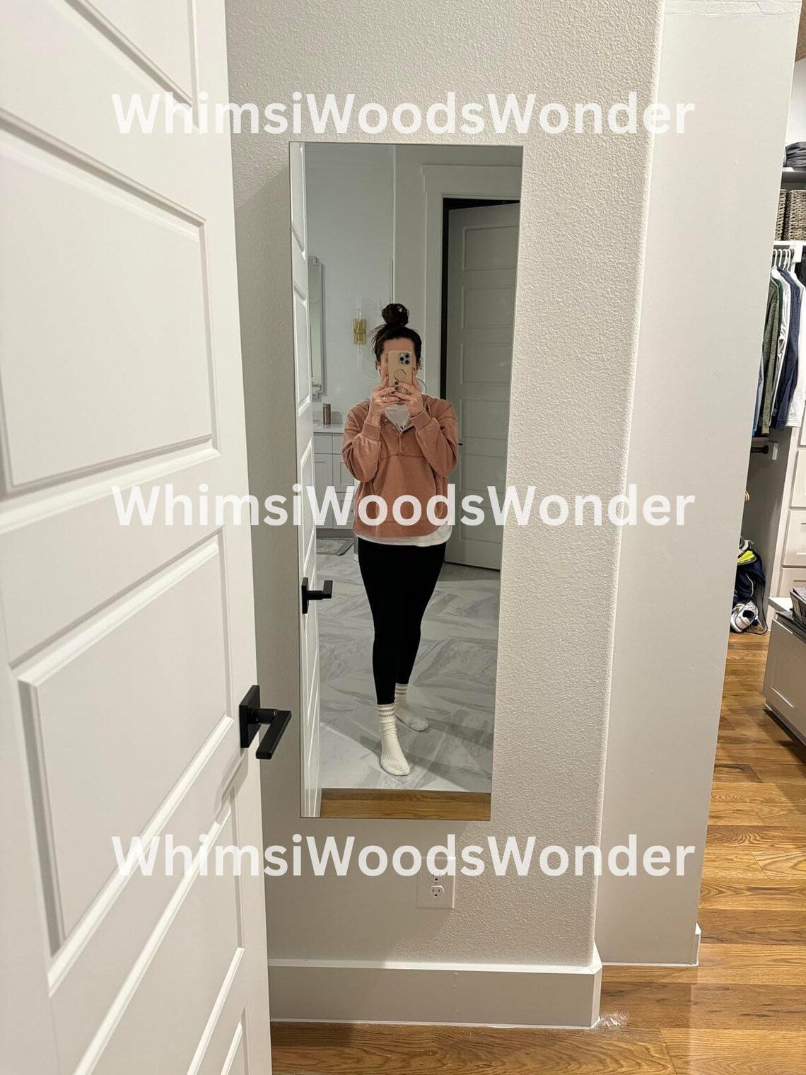 Wall Mounted Wood Jewelry Armoire With Full Length Mirror & 6 LEDS | Jewelry Cabinet | Jewlery Holder | Earring Display | Gift For Her