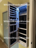 Wall Mounted Wood Jewelry Armoire With Full Length Mirror & 6 LEDS | Jewelry Cabinet | Jewlery Holder | Earring Display | Gift For Her