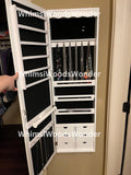 Wall Mounted Wood Jewelry Armoire With LED Mirror | Jewelry Cabinet | Jewelry Organizer Box | Jewelry Holder | Earring Holder | Gift For Her