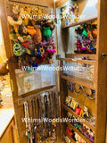 Wall Mounted Wooden Jewelry Armoire with Mirror | Jewelry Organizer | Jewelry Cabinet | Jewelry Storage | Earring Display | Gift For Her