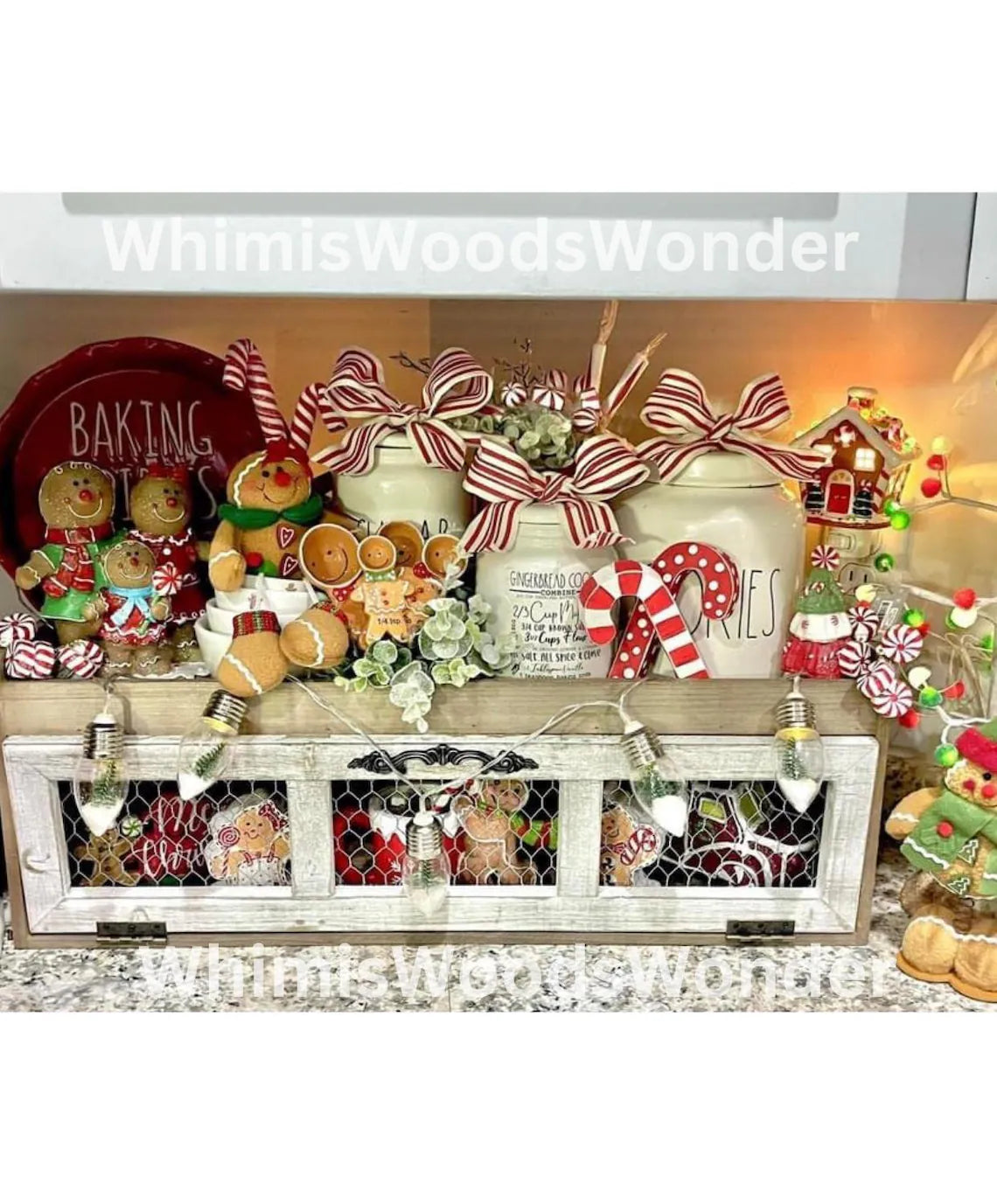 Wood Chicken Wire Countertop Shelf | Pantry Storage Cabinet | Kitchen Counter Shelf | Kitchen Storage | Kitchen Decor | Storage Cabinet