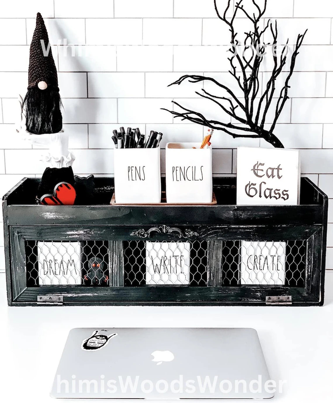 Wood Chicken Wire Countertop Shelf | Pantry Storage Cabinet | Kitchen Counter Shelf | Kitchen Storage | Kitchen Decor | Storage Cabinet