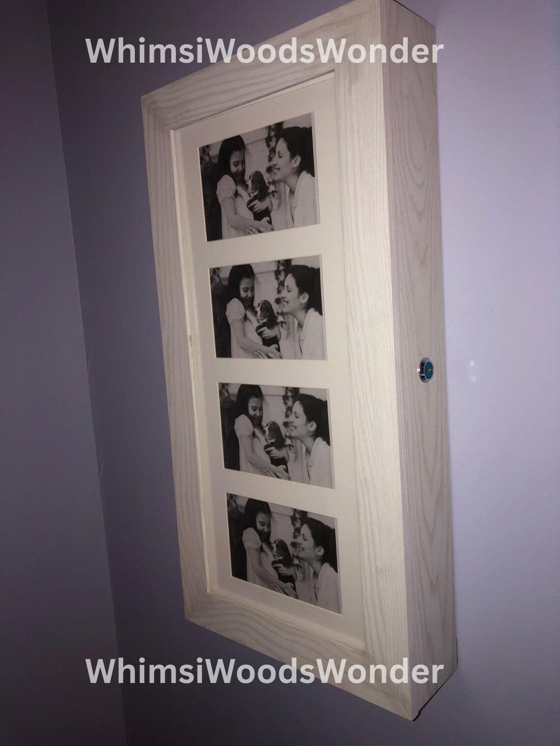 Wood Jewelry Armoire with Photo Frame | Jewelry Cabinet | Jewelry Organizer | Necklace Display | Earring Organizer | Makeup Organizer