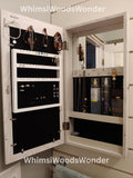 Wood Jewelry Armoire with Photo Frame | Jewelry Cabinet | Jewelry Organizer | Necklace Display | Earring Organizer | Makeup Organizer