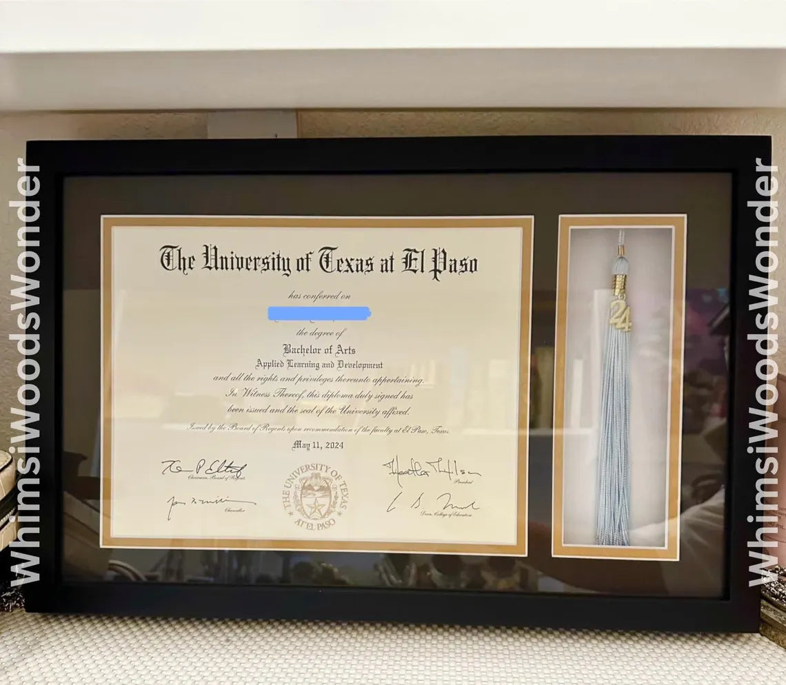 Wooden Diploma Frame with Tassel Holder | College Degree Frame | Graduation Frames | Masters Diploma Frame | Gift For Graduate