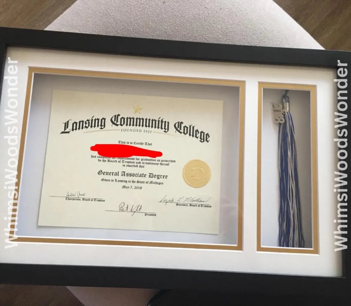 Wooden Diploma Frame with Tassel Holder | College Degree Frame | Graduation Frames | Masters Diploma Frame | Gift For Graduate