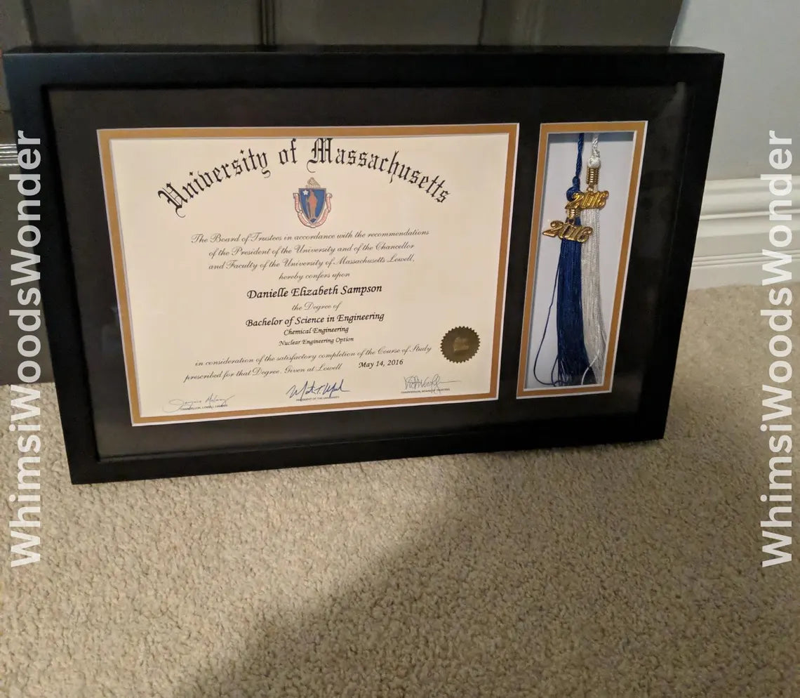 Wooden Diploma Frame with Tassel Holder | College Degree Frame | Graduation Frames | Masters Diploma Frame | Gift For Graduate