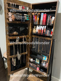 Wooden Lockable Jewelry Cabinet with Full-Length Mirror | Jewelry Armoire | Jewelry Storage Shelf | Jewelry Organizer | Makeup Shelf
