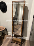 Wooden Lockable Jewelry Cabinet with Full-Length Mirror | Jewelry Armoire | Jewelry Storage Shelf | Jewelry Organizer | Makeup Shelf
