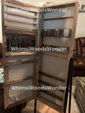 Wooden Lockable Jewelry Cabinet with Full-Length Mirror | Jewelry Armoire | Jewelry Storage Shelf | Jewelry Organizer | Makeup Shelf